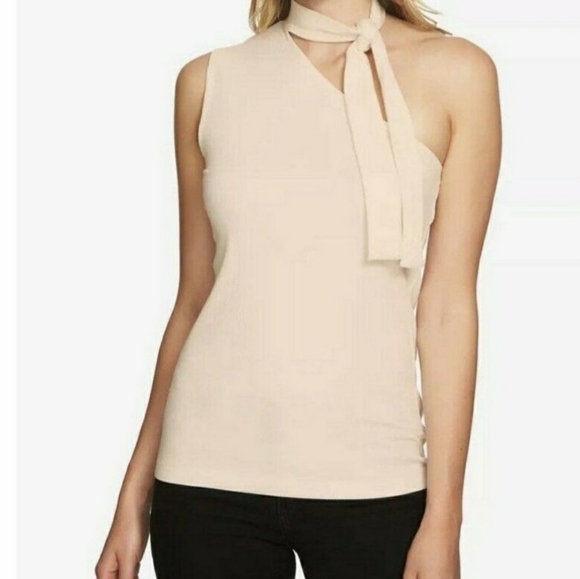 𝅺1.STATE Shadow Pink Tie Neck Top - Picture 1 of 9